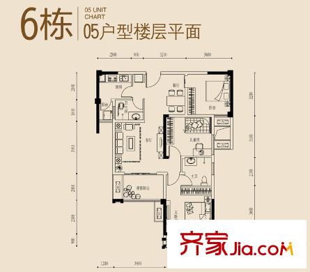 金源一品6棟05戶型 3室2廳2衛(wèi)1廚