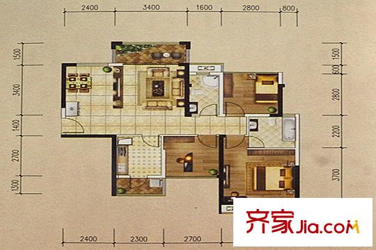 龍光君悅?cè)A庭1#03、05房，2#03、05房，5#05房B戶型 3室2廳2衛(wèi)1廚