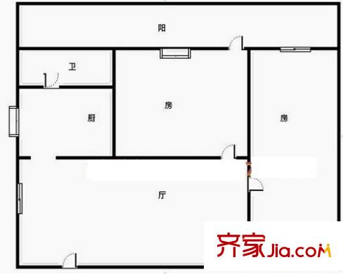 區(qū)政府新民路宿舍區(qū)戶型圖5 2室2廳1衛(wèi)1廚