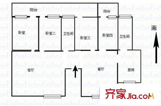 區(qū)政府新民路宿舍區(qū)戶型圖1 