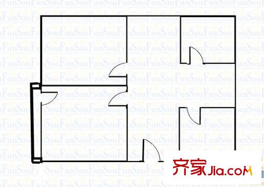 區(qū)政府新民路宿舍區(qū)戶型圖4 2室2廳1衛(wèi)1廚