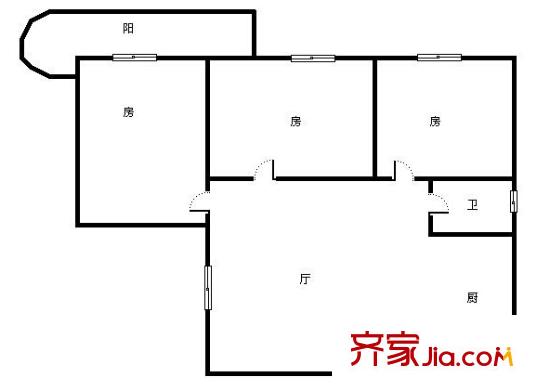 青秀區(qū)教育路單位房戶型圖1 3室2廳1衛(wèi)1廚