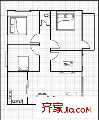 區(qū)中醫(yī)二附院宿舍戶型圖3 4室2廳1衛(wèi)1廚