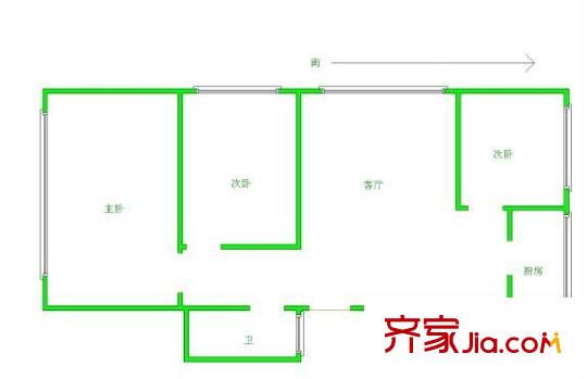 強盛公寓戶型圖1 3室2廳1衛(wèi)1廚