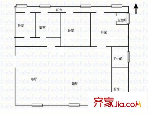 區(qū)水產(chǎn)畜牧局大院戶型圖3 4室2廳2衛(wèi)1廚