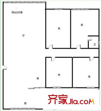 區(qū)水庫移民局宿舍戶型圖1 4室2廳2衛(wèi)1廚