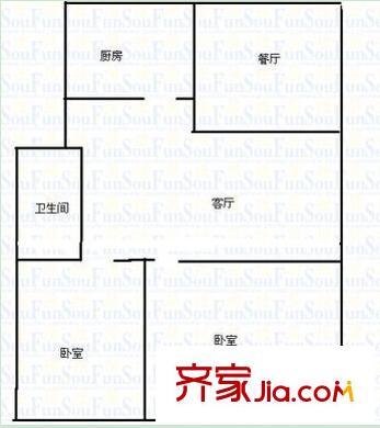 第四人民醫(yī)院生活一區(qū)戶型圖2 2室2廳1衛(wèi)1廚