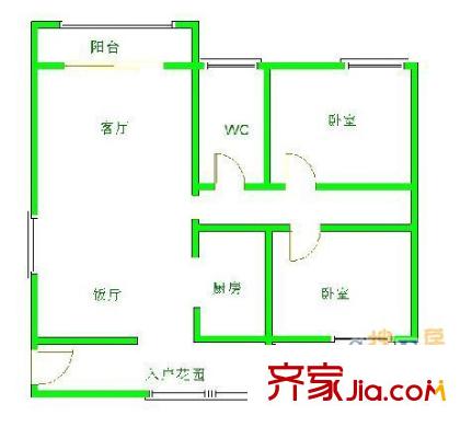 南寧地質(zhì)勘查院長(zhǎng)湖路生活區(qū)戶型圖1 2室2廳1衛(wèi)1廚