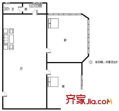 人民商廈住宅戶型圖人民商廈 2室 戶型圖 2室1廳1衛(wèi)1廚