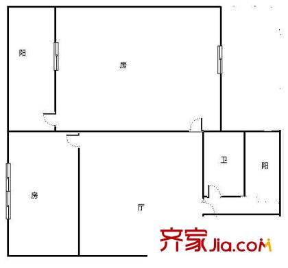 供銷社單位宿舍 2室 戶型圖
