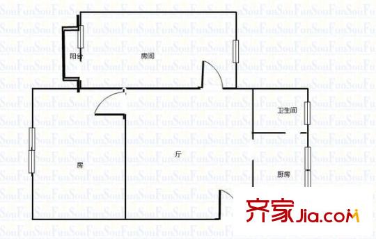 供銷社單位宿舍 2室 戶型圖