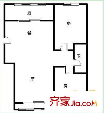 國土資源廳職工住宅樓戶型圖2 2室2廳1衛(wèi)1廚