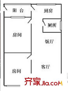 青秀區(qū)教育路單位房戶型圖2 2室2廳1衛(wèi)1廚