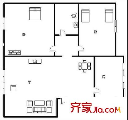 南寧地質(zhì)勘查院長湖路生活區(qū)戶型圖5 2室2廳1衛(wèi)1廚