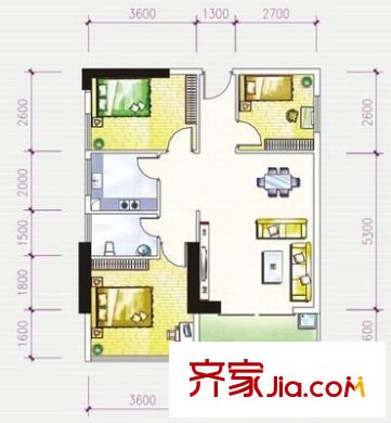 醫(yī)藥批發(fā)站單位宿舍 3室 戶型圖