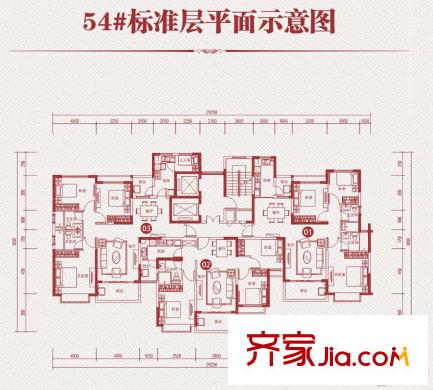 南寧恒大綠洲51#標準層戶型 2室2廳1衛(wèi)1廚