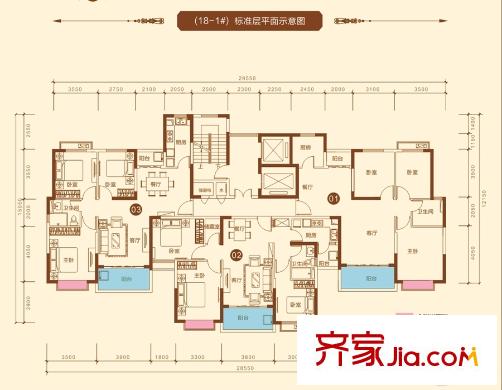 南寧恒大綠洲18-1#標準層01/02/03戶型 3室2廳1衛(wèi)1廚