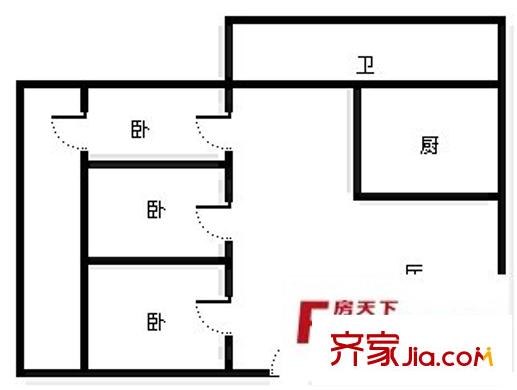 南寧市面粉廠宿舍 2室 戶型圖