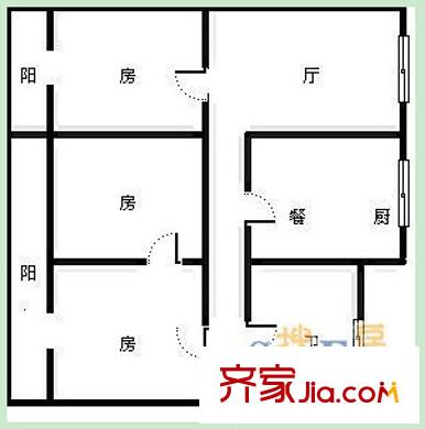 南寧十中宿舍區(qū)戶型圖1 3室2廳1衛(wèi)1廚