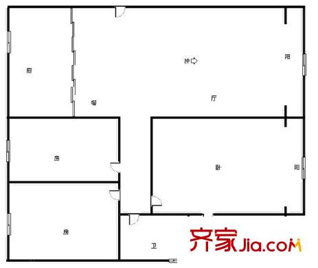 區(qū)中醫(yī)二附院宿舍戶型圖1 3室2廳2衛(wèi)1廚