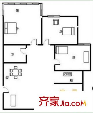 強(qiáng)盛公寓戶型圖4 3室2廳1衛(wèi)1廚