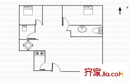 第四人民醫(yī)院生活一區(qū)戶型圖1 3室2廳1衛(wèi)1廚