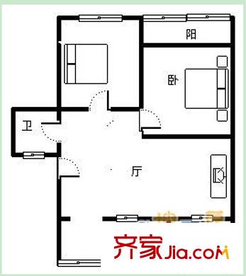 第四人民醫(yī)院生活一區(qū)戶型圖4 2室2廳1衛(wèi)1廚
