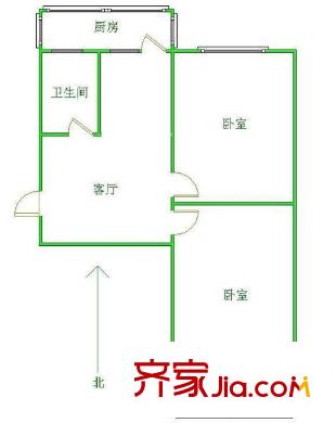 超大運輸大學(xué)生活區(qū)戶型圖13 2室2廳1衛(wèi)1廚