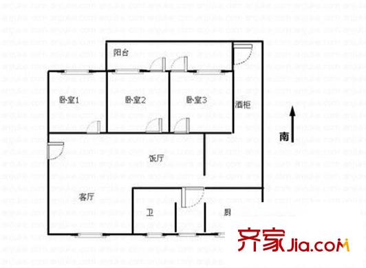 區(qū)體委宿舍戶型圖區(qū)體育局宿舍 4室 戶型圖 4室2廳1衛(wèi)1廚