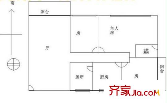 鯉灣路工商銀行宿舍戶型圖4 3室2廳2衛(wèi)1廚