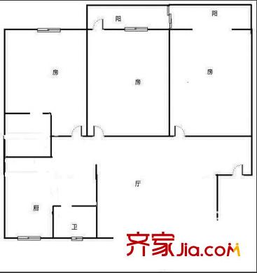 綠化處新竹生活區(qū)戶型圖3 3室2廳2衛(wèi)1廚
