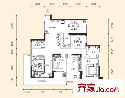 卓尚濱江名庭戶型圖14 4室2廳2衛(wèi)1廚