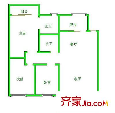 南寧地質(zhì)勘查院長湖路生活區(qū)戶型圖2 3室2廳2衛(wèi)1廚