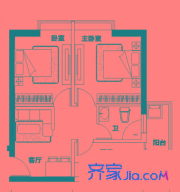 綠都錦江匯 2室 戶(hù)型圖