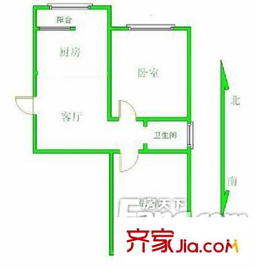 平方米東一組戶型圖8 2室1廳1衛(wèi)1廚