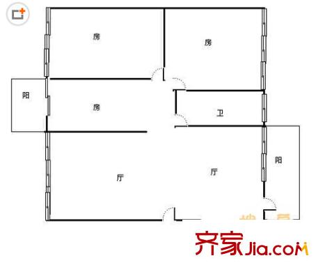 廣西骨傷科醫(yī)院宿舍戶型圖1 3室2廳1衛(wèi)1廚