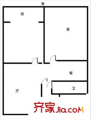 糧油飼料總廠職工宿舍戶型圖4 2室2廳1衛(wèi)1廚