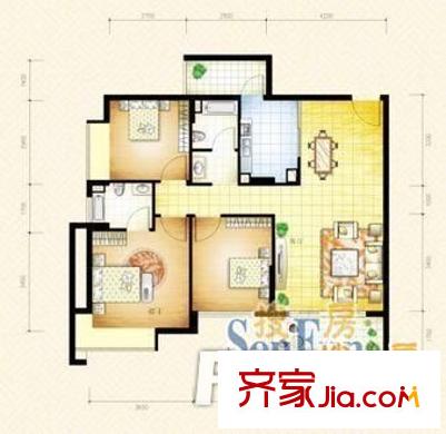開關(guān)廠生活區(qū)戶型圖1 3室2廳1衛(wèi)1廚