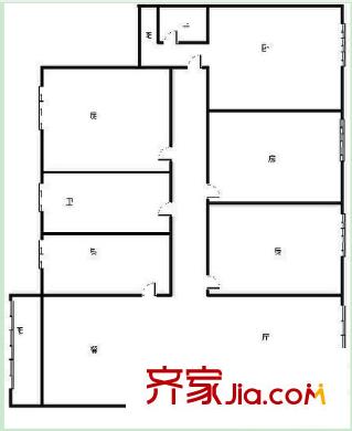 新竹路公安局宿舍戶型圖1 4室2廳2衛(wèi)1廚