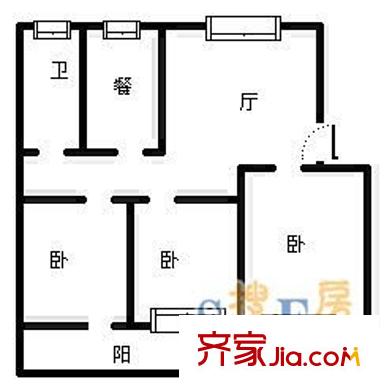 南寧市面粉廠宿舍 3室 戶型圖
