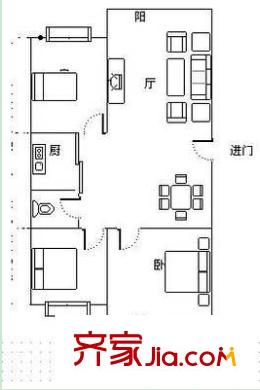 廣西建機(jī)公司第二生活區(qū)戶型圖1 3室2廳1衛(wèi)1廚