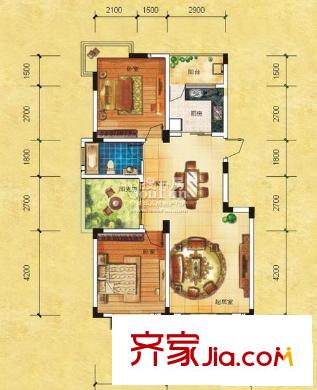 天昌凱悅國(guó)際9、11棟G2戶型 2室2廳1衛(wèi)1廚