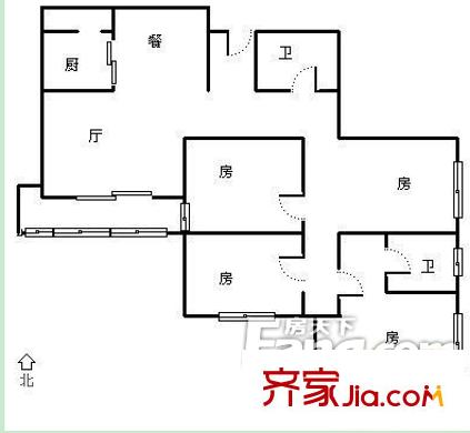 旅游大廈戶型圖9 4室2廳2衛(wèi)1廚