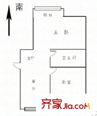 糧油局宿舍戶型圖3 2室2廳1衛(wèi)1廚