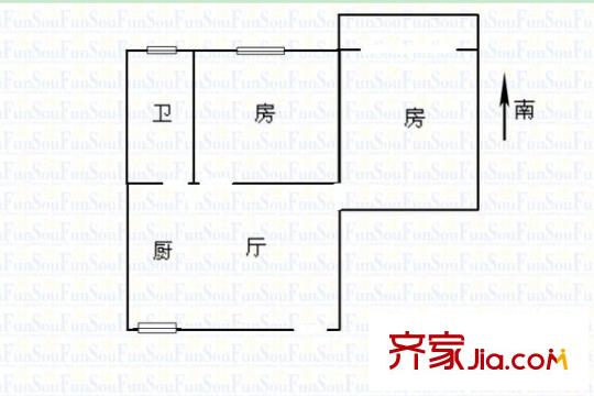 玲瓏街坊戶(hù)型圖1 2室1廳1衛(wèi)1廚