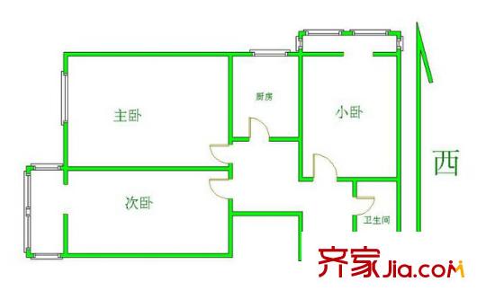 北際路構(gòu)建宿舍戶型圖3 3室2廳1衛(wèi)1廚