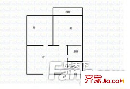 廣西骨傷科醫(yī)院宿舍戶型圖3 2室2廳1衛(wèi)1廚