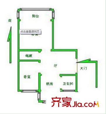 礦產(chǎn)局宿舍戶型圖1 2室1廳1衛(wèi)1廚