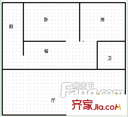 廣西藝術(shù)學(xué)院教職工宿舍戶型圖3 2室2廳1衛(wèi)1廚