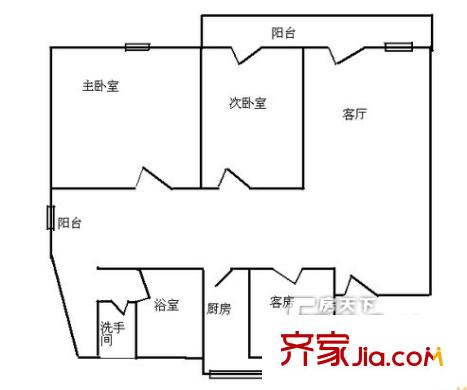 廣西藝術(shù)學(xué)院教職工宿舍戶型圖4 3室2廳1衛(wèi)1廚